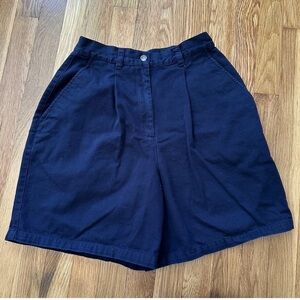 Vintage Ralph Lauren Women’s Size 6 High Waist Pleated Navy Cotton Shorts Preppy